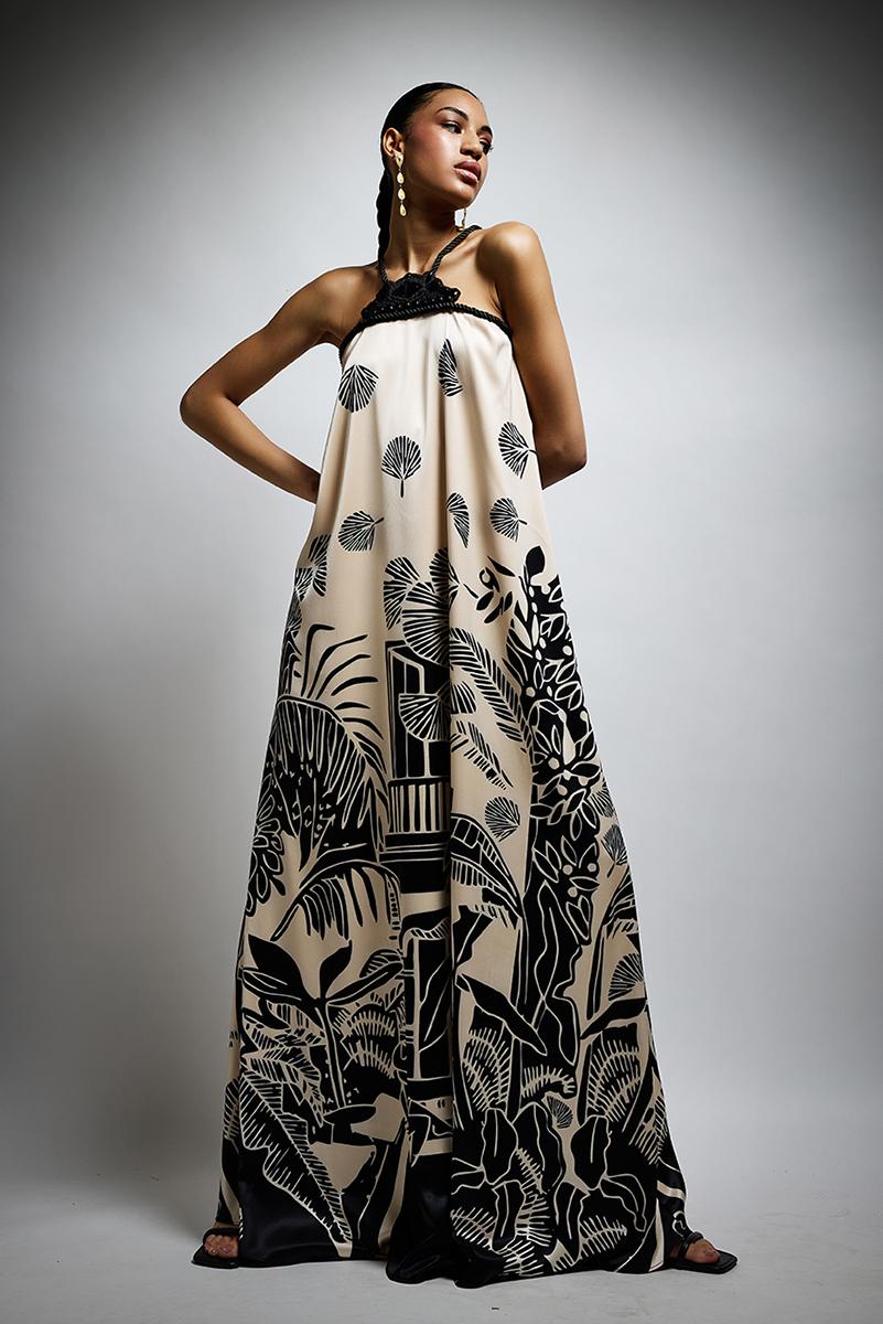 abito cerimonia lungo T4608 PRINT TWINS 