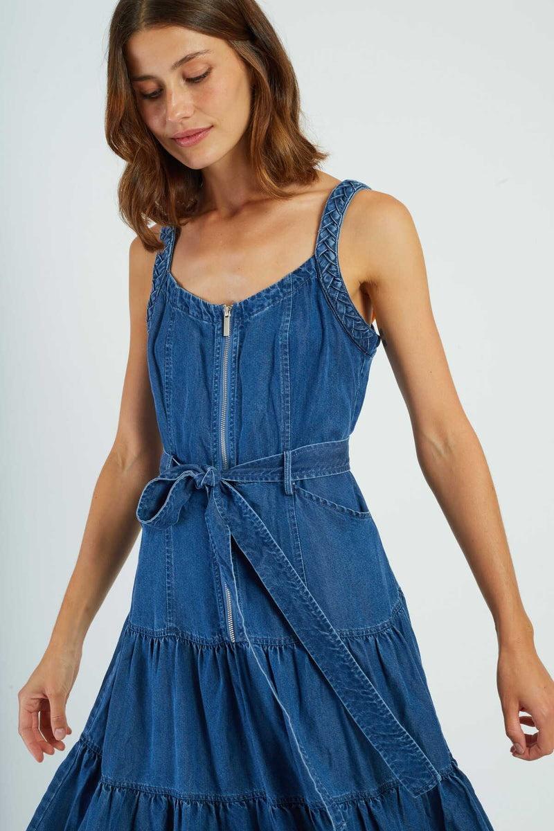 abito midi in denim P615032 GILLY DENIM BLE DERHY 