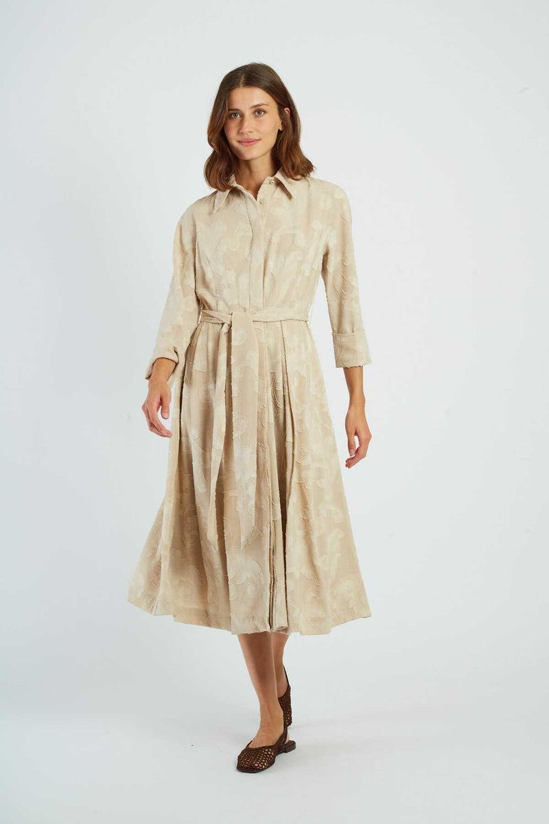 abito maniche a tre quarti P615036 GIOCONDA BEIGE DERHY 