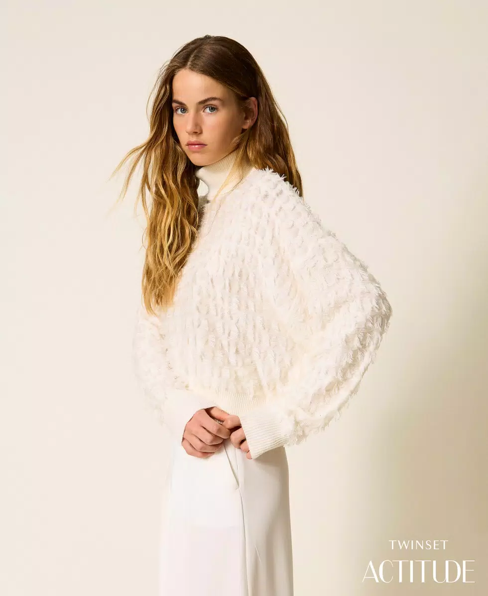 dolcevita con frange 252AP3200 00282 TWINSET ACTITUDE 