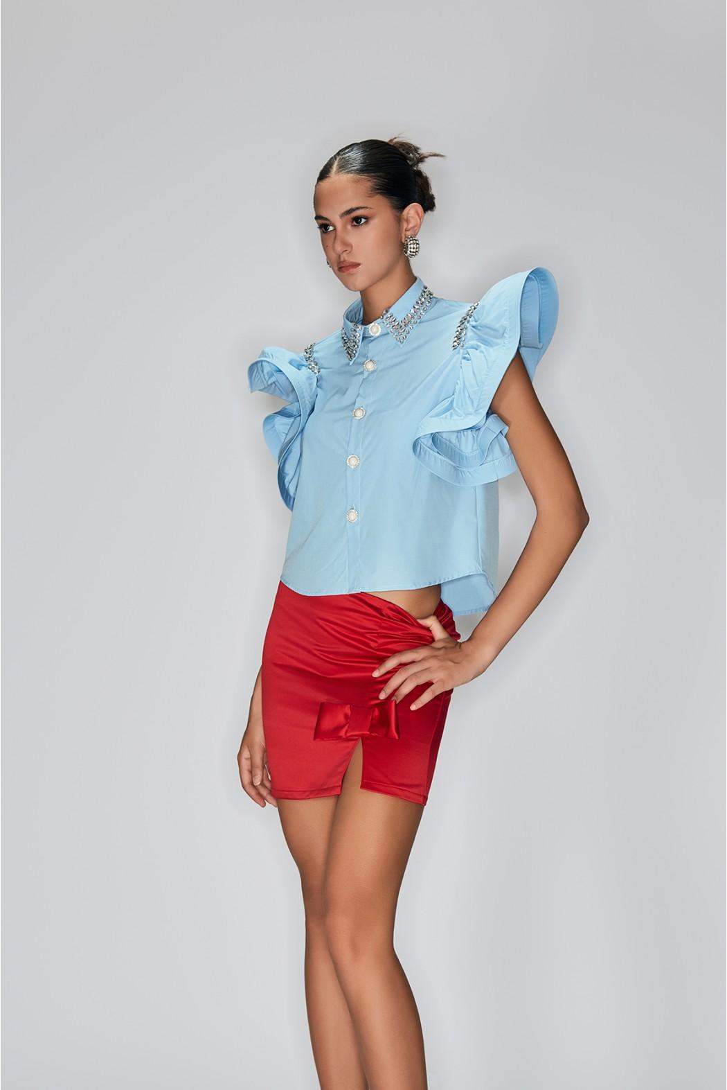 camicia collo classico con gioiello TRABIA CELESTE ODI' ODI' 
