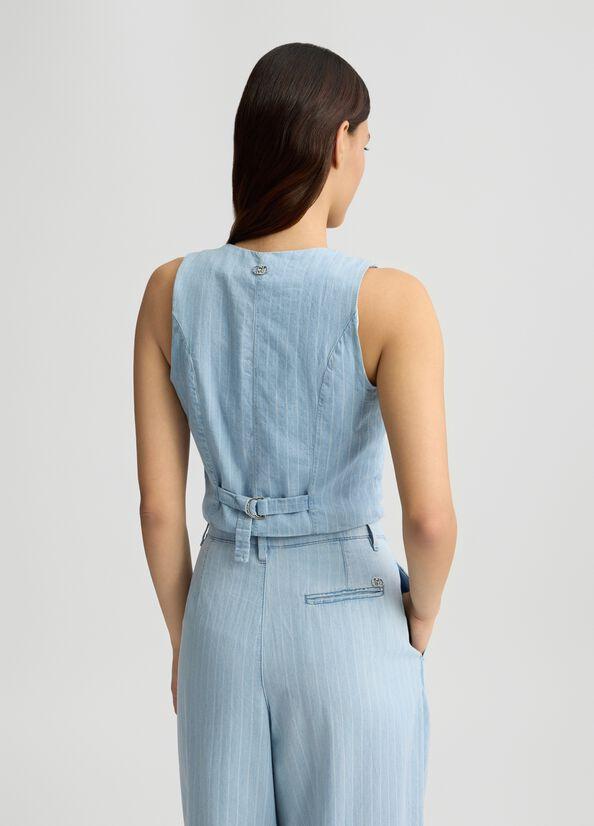 gilet in denim gessato UA5122D4989 78822 liU JO 