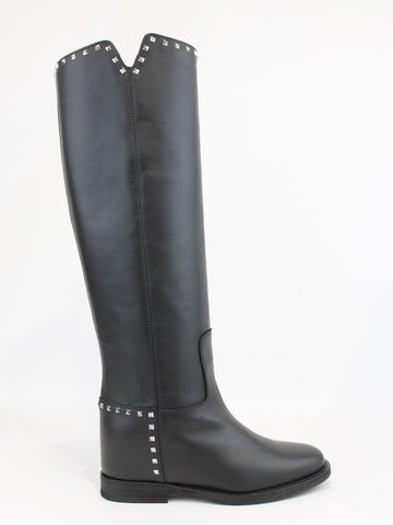 stivali in pelle con borchie 2852 NERO VIA ROMA 15 