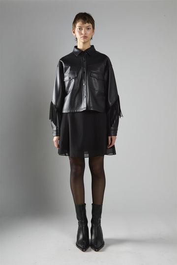 giacca con bottoni e frange KA7464 BLACK GLAMOROUS 