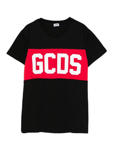 T-shirt con logo contrasto B2JU2329JF1 99 BLACK GCDS 