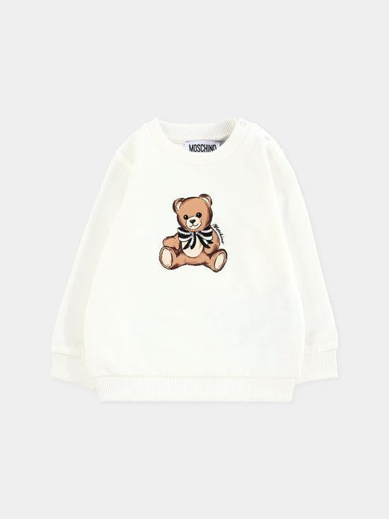 felpa con stampa orso MFF02KLDA16 10063 MOSCHINO KIDS 