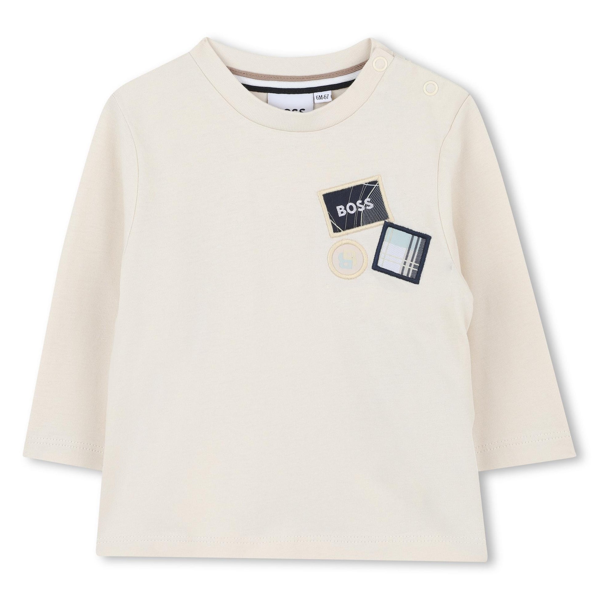 t-shirt con ricami al petto J52473 21C BOSS 