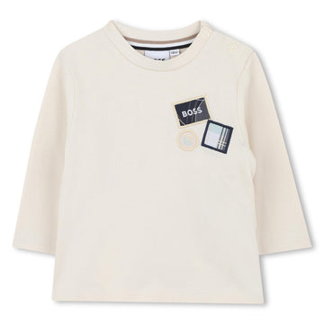 t-shirt con ricami al petto J52473 21C BOSS 