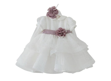 abito in tulle con fiocco PC02229 PANNA/ROSA PURE FIRENZE 