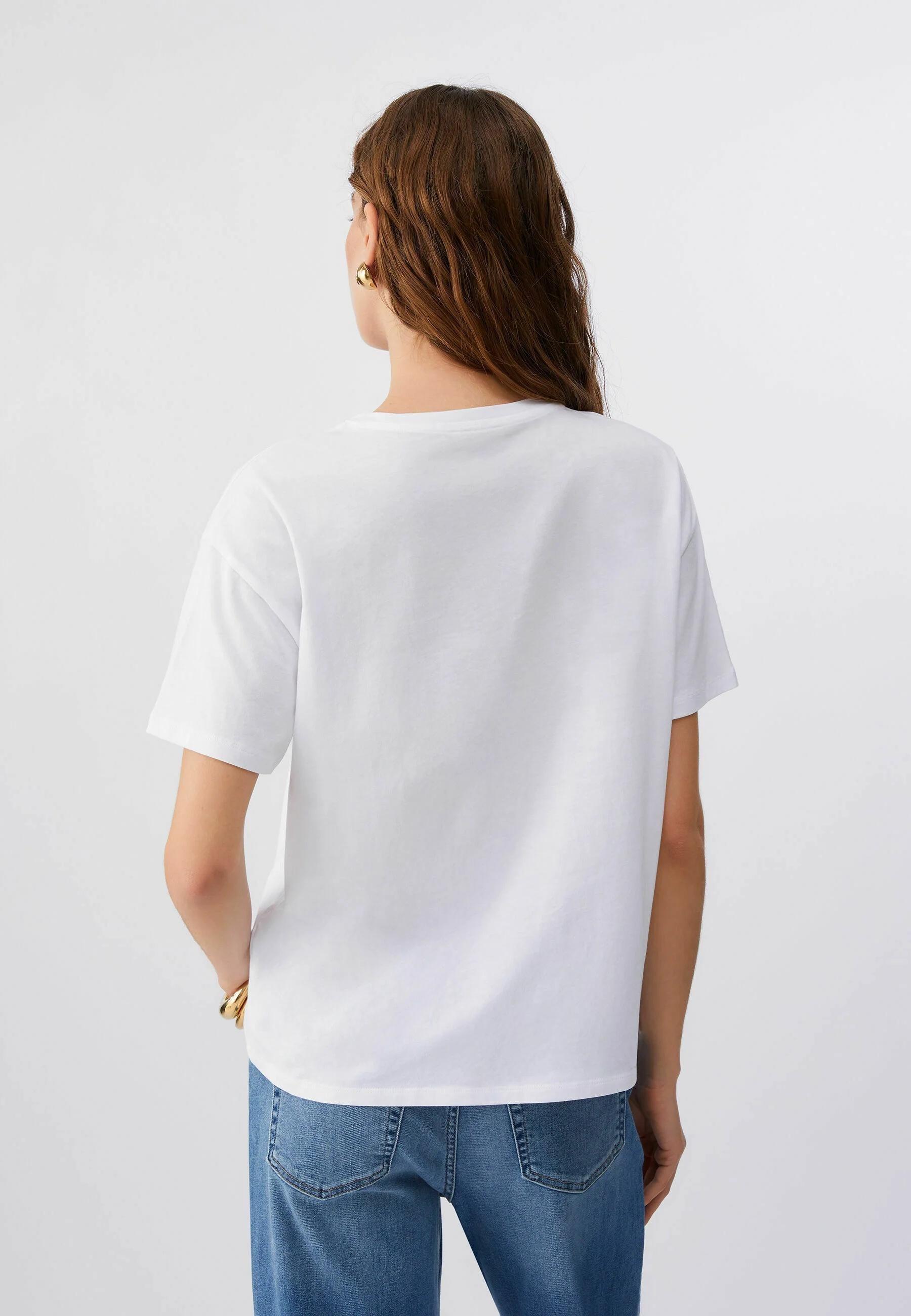 t-shirt con applicazione gioiello WA6238JS923 P9560 LIU JO WHITE 