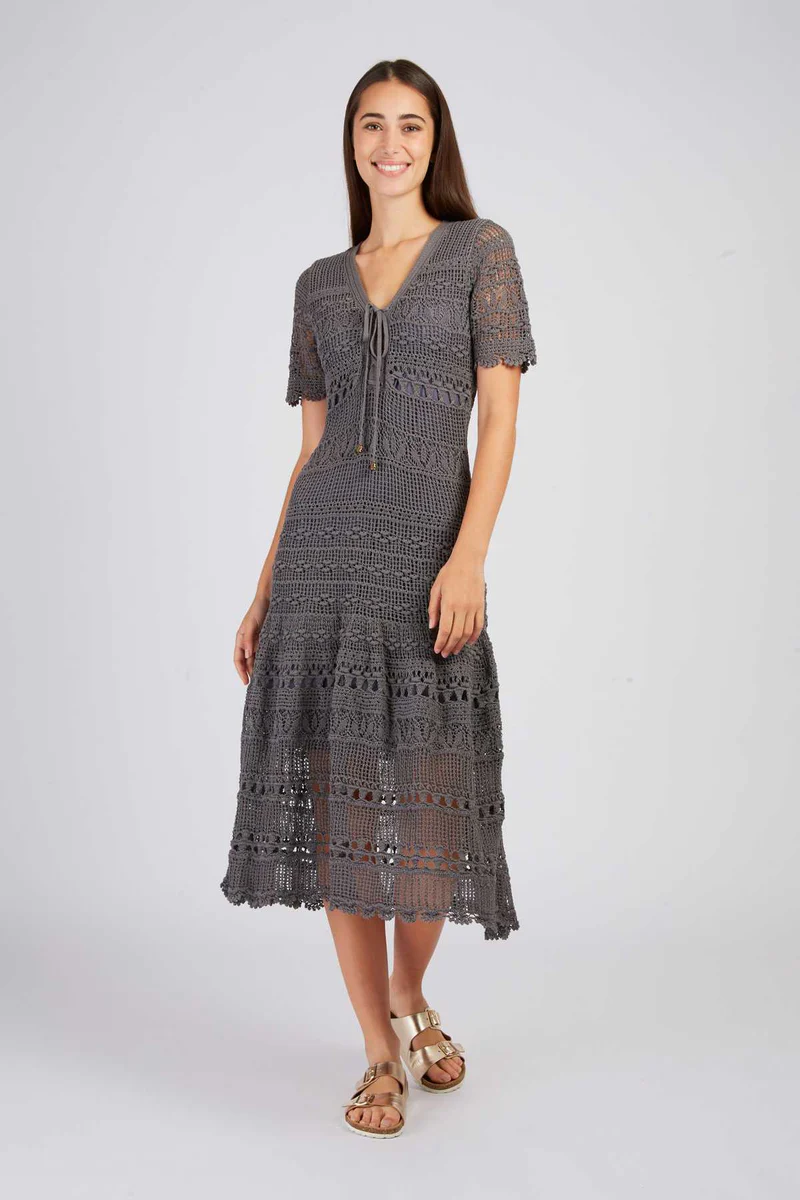 abito lungo in rete P512012 KAKI DERHY 