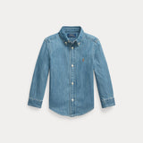 RALPH LAUREN POLO camicia in jeans di cotone Blu