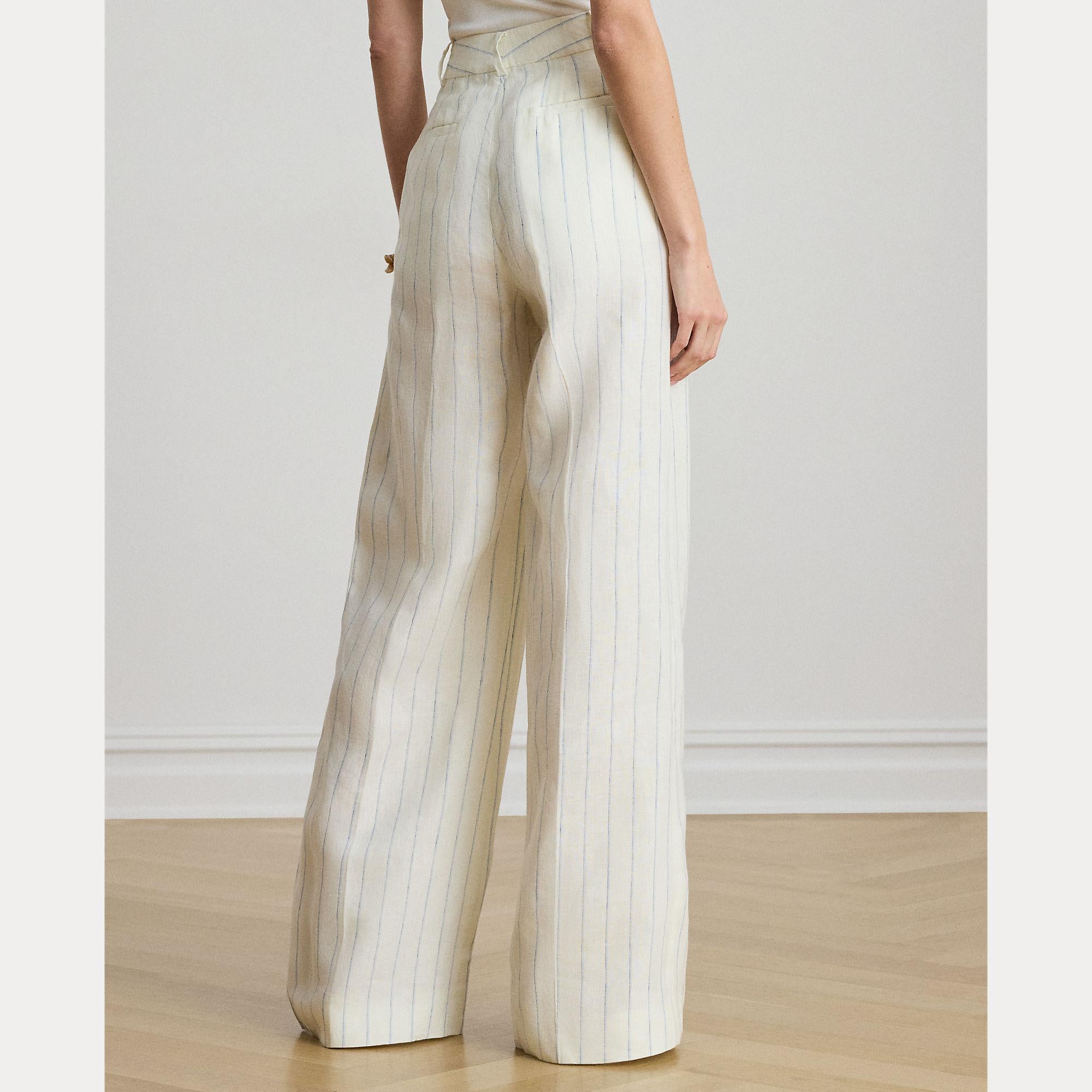 pantaloni in lino a righe 200-P08942 001 LAUREN RALPH LAUREN 
