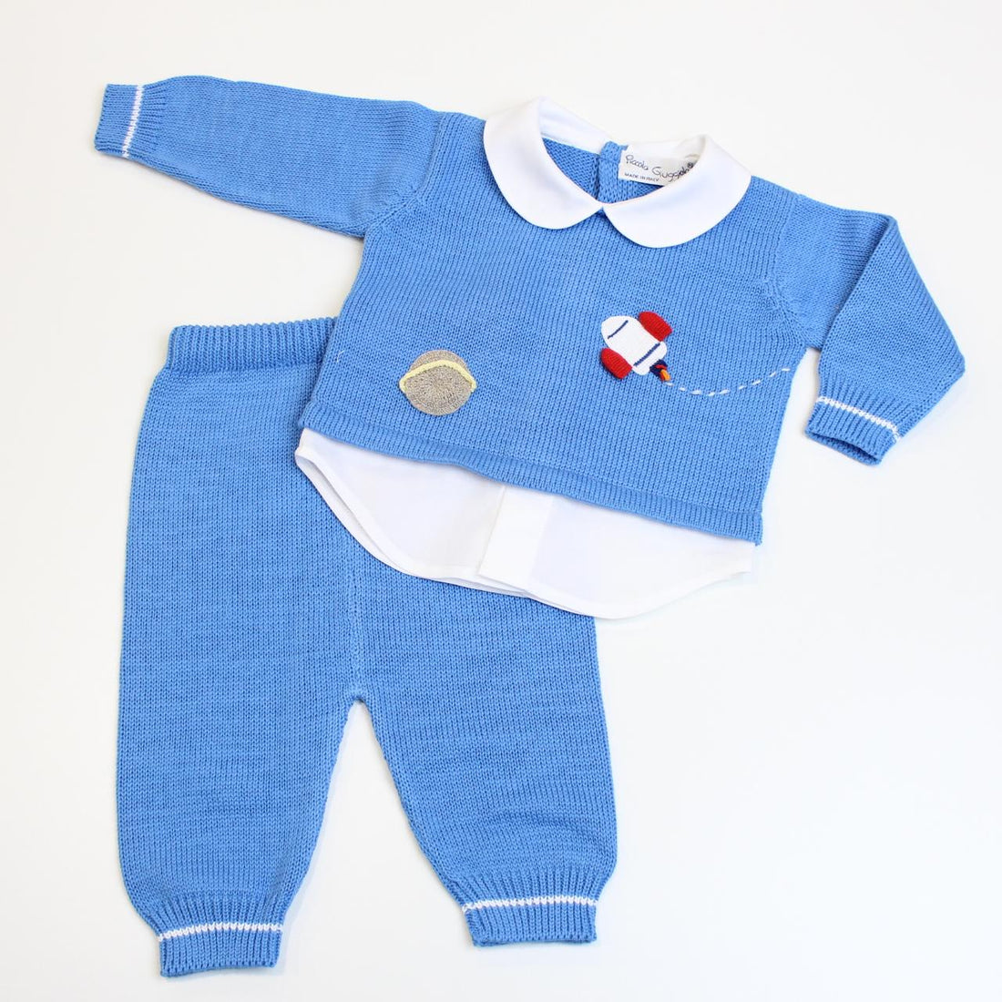 COMPLETINO in cotone CON RICAMO ZELIG COPRIFASCE UNI PICCOLA GIUGGIOLA 