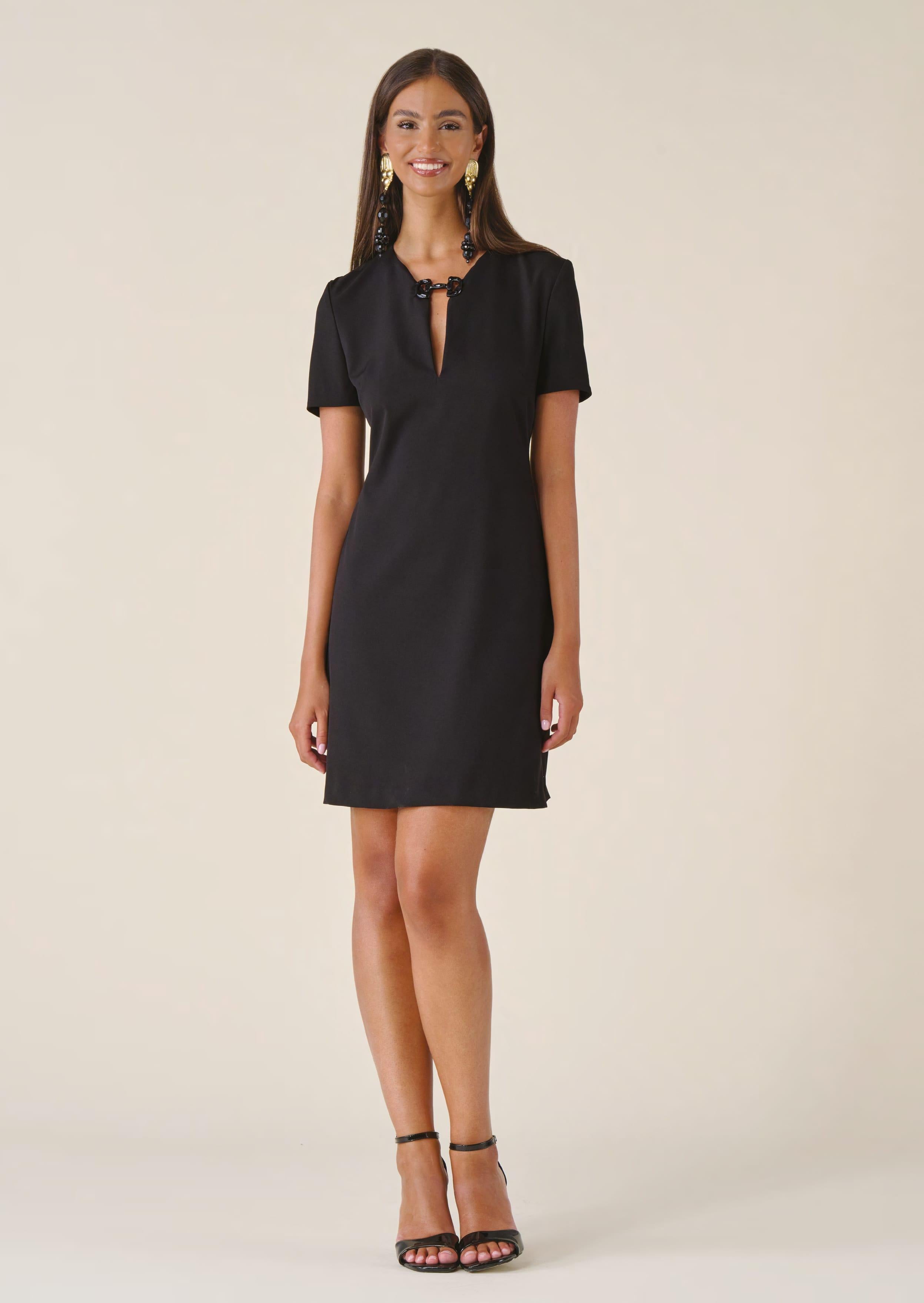 abito con accessorio al collo H.V3583.4203 NERO HANITA 
