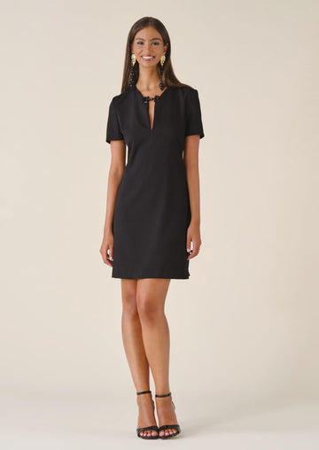 abito con accessorio al collo H.V3583.4203 NERO HANITA 