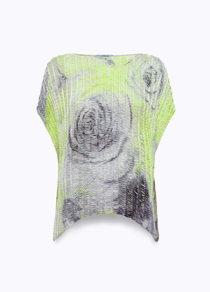 maglia in rete con stampa rose RA6018MA10S P9399 Blugirl 