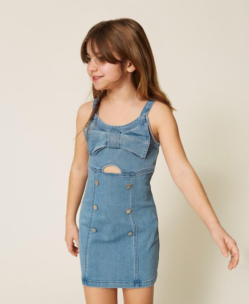 abito corto in denim fiocco 261GJ2061 03451 TWINSET GIRL 