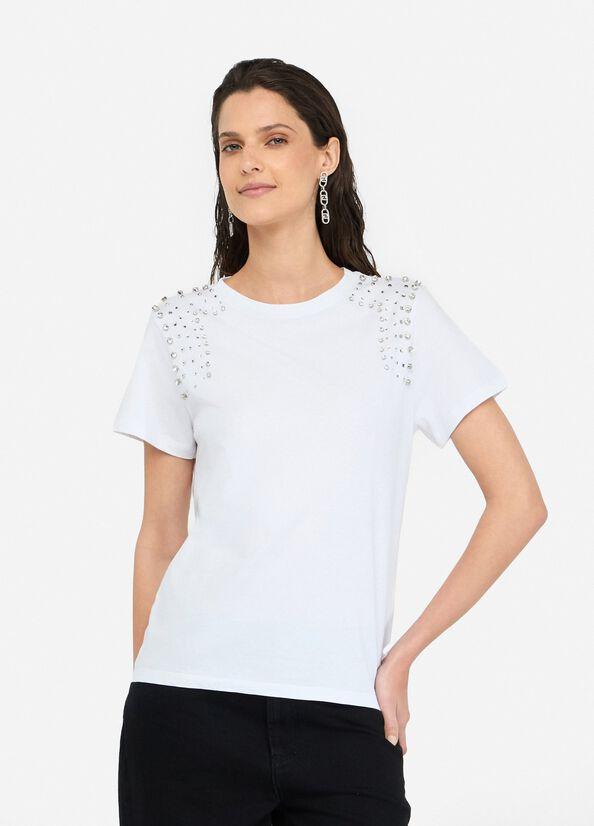 t-shirt ricamo gioiello MF5344J6308 11110 LIU JO WHITE 
