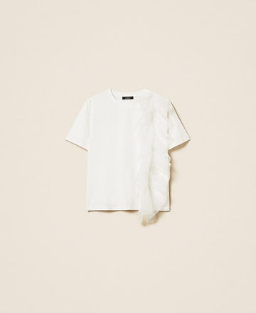 t-shirt regular con tulle 261AP2165 00526 TWINSET ACTITUDE 