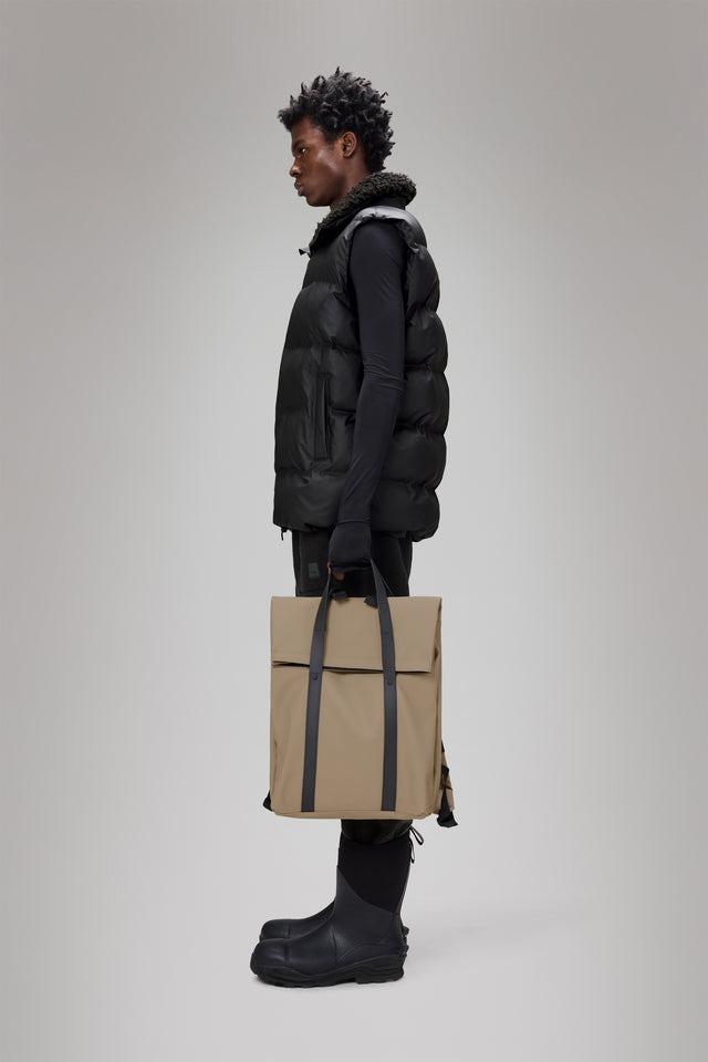 2 way tote backpack 12940 BEIGE RAINS 
