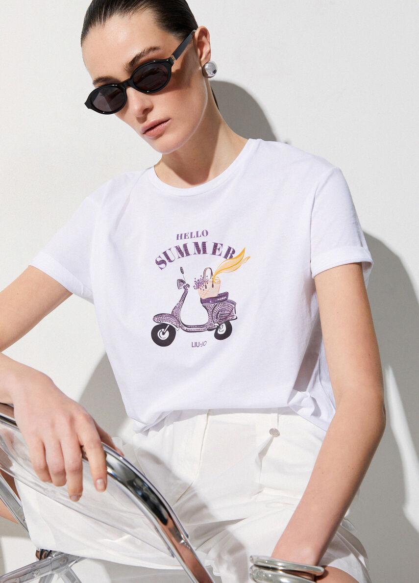 t-shirt con stampa grafica WA6502JS923 P9409 LIU JO WHITE 