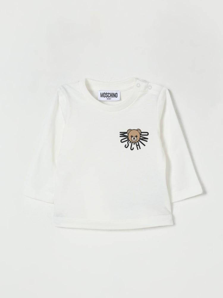 t-shirt con lgoo petto MV000RLAA10 10063 MOSCHINO KIDS 