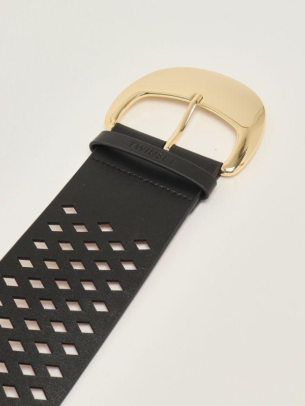 cintura in pelle traforata 261TA4100 00006 TWINSET 