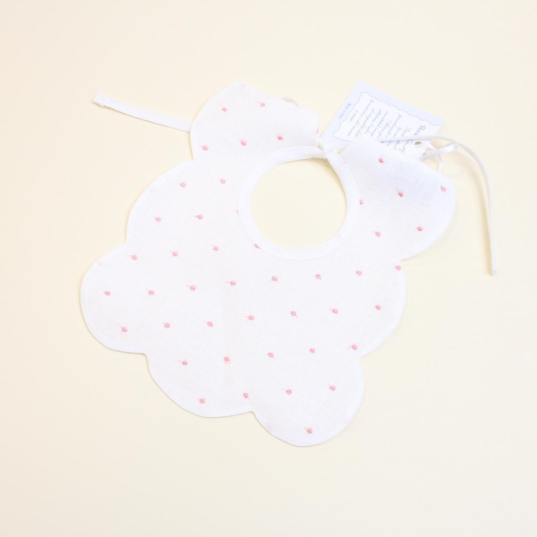 BAVETTA NEONATO IN LINO TEDDY BAVETTA PINK/AVORIO PICCOLA GIUGGIOLA 