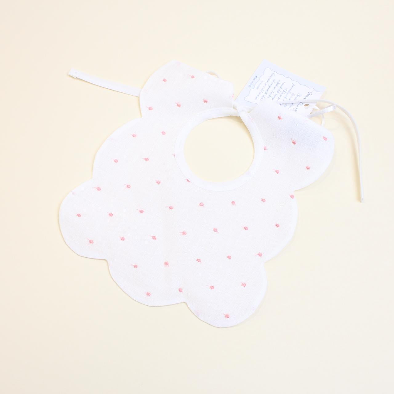 BAVETTA NEONATO IN LINO TEDDY BAVETTA PINK/AVORIO PICCOLA GIUGGIOLA 