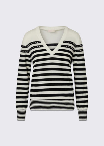 maglia a righe con scollo V WA6139MA16R 03705 LIU JO WHITE 