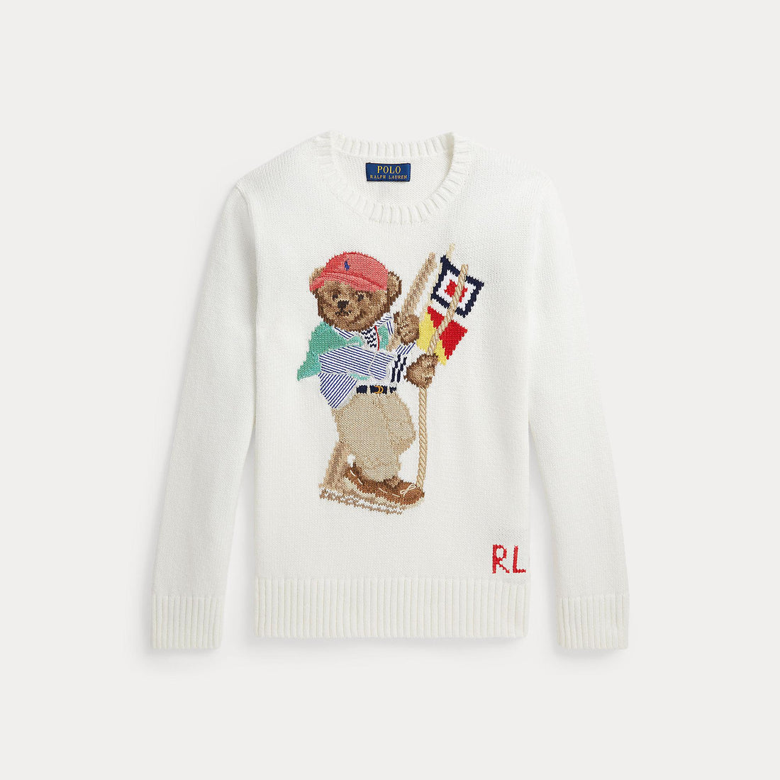 Maglione con orsetto 323A12203001 WHITE RALPH LAUREN POLO 