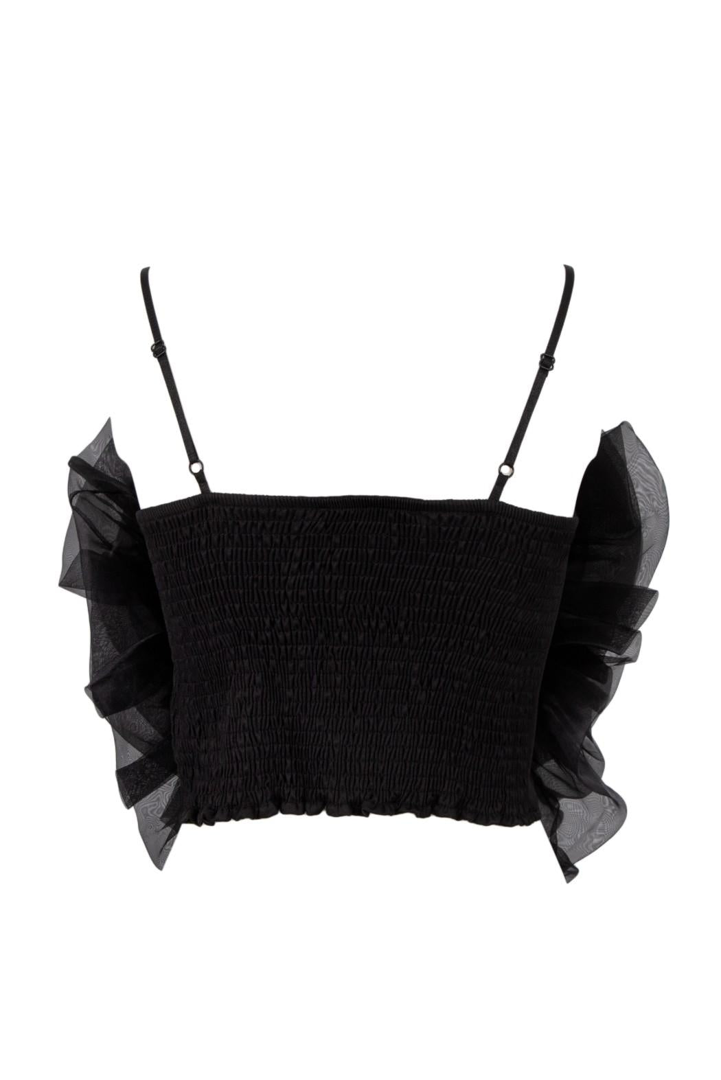 top con maxi fiore TAORMINA NERO ODI' ODI' 