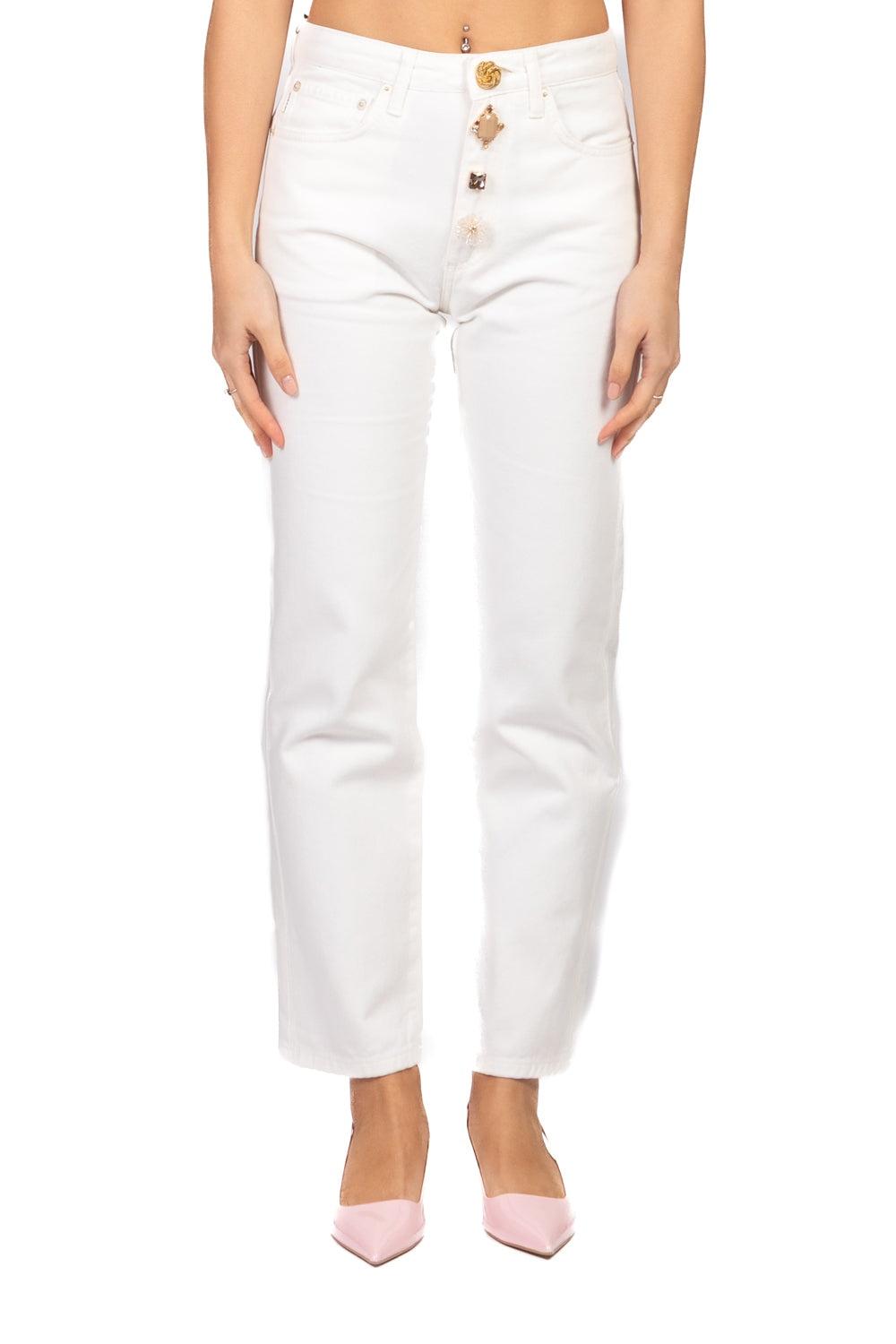 jeans zoe con bottoni gioiello DAB5112 BIANCO VICOLO 