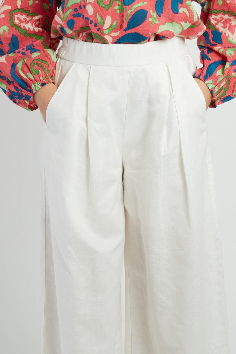 pantalone in lino P660009 BARBERINE 2 BLANC DERHY 