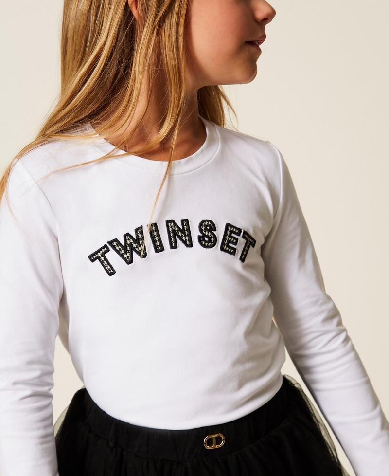 t-shirt con logo maniche lunghe 252GB2261 00526 TWINSET GIRL 