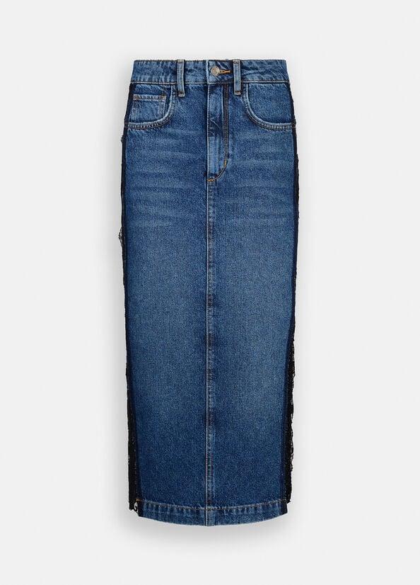 gonna longuette in pizzo UF5217D0290 78940 LIU JO DENIM 