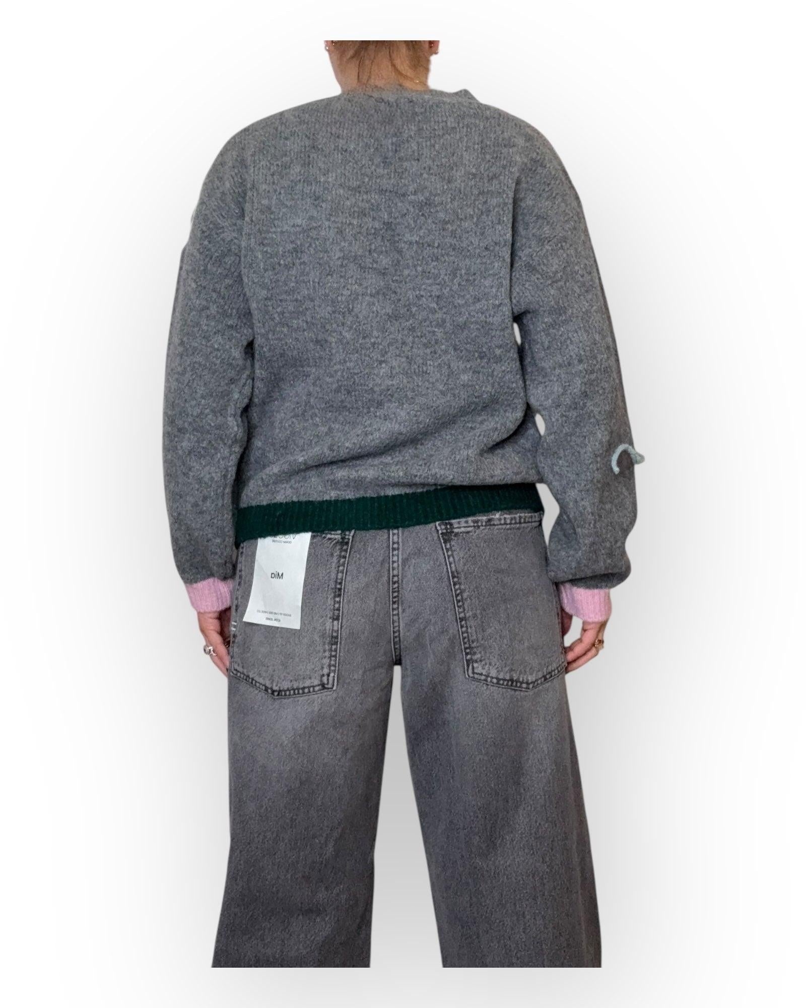 cardigan con ricamo 77300F GRIGIO VICOLO 