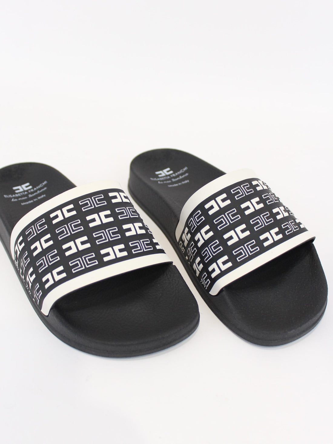 sandalo in vera pelle con logo F4A0 E0313 NERO/BURRO ELISABETTA FRANCHI 