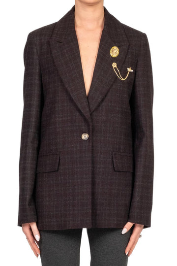 giacca check con spilla bavero TF1881 MARRONE VICOLO 