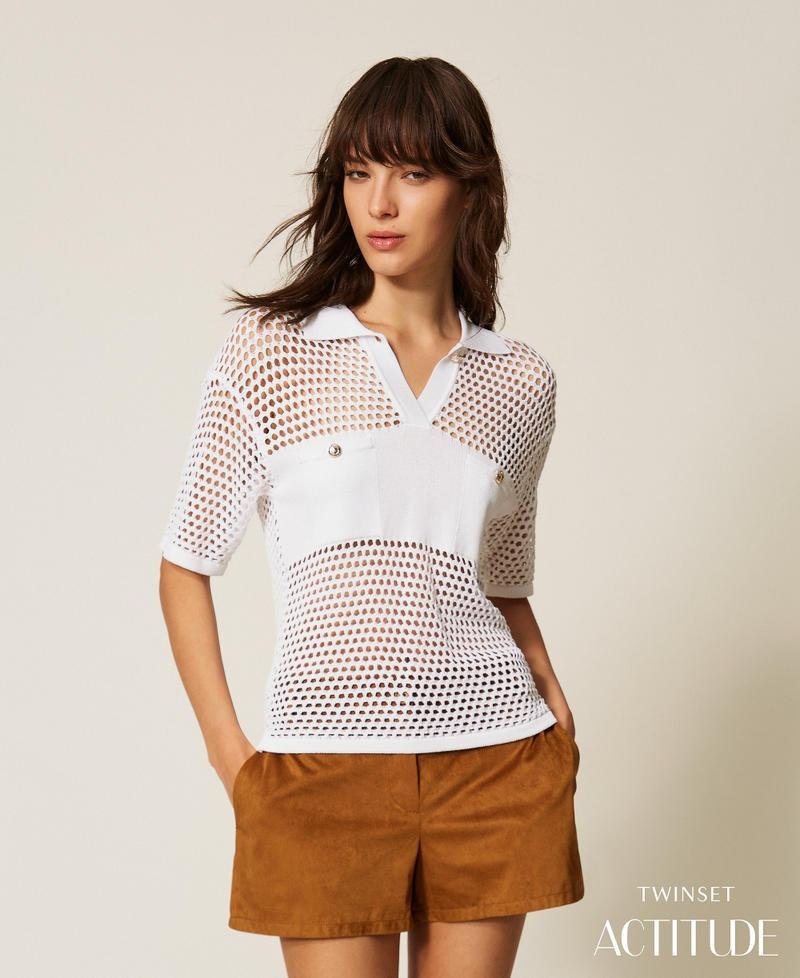 maglia a polo con punto a rete 261AP3033 00526 TWINSET ACTITUDE 