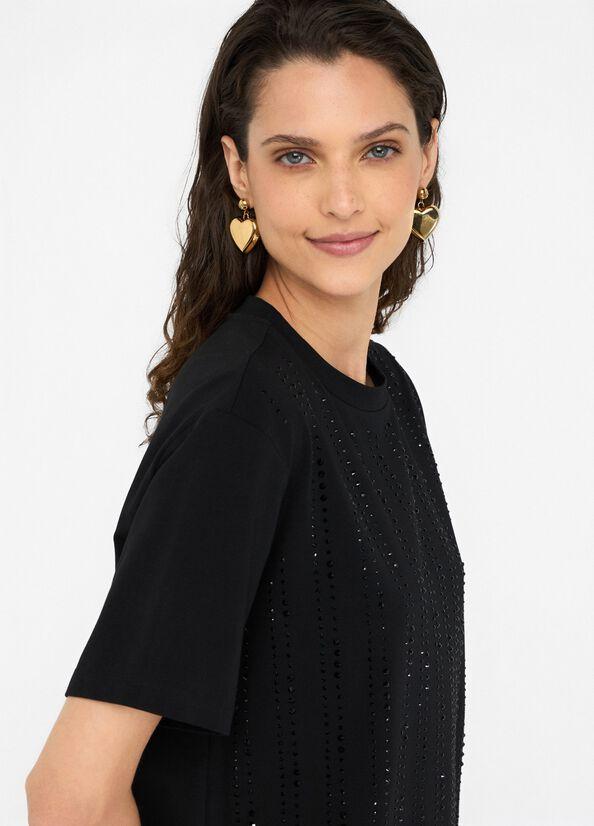 t-shirt con applicazioni CF5072JS088 22222 LIU JO BLACK 