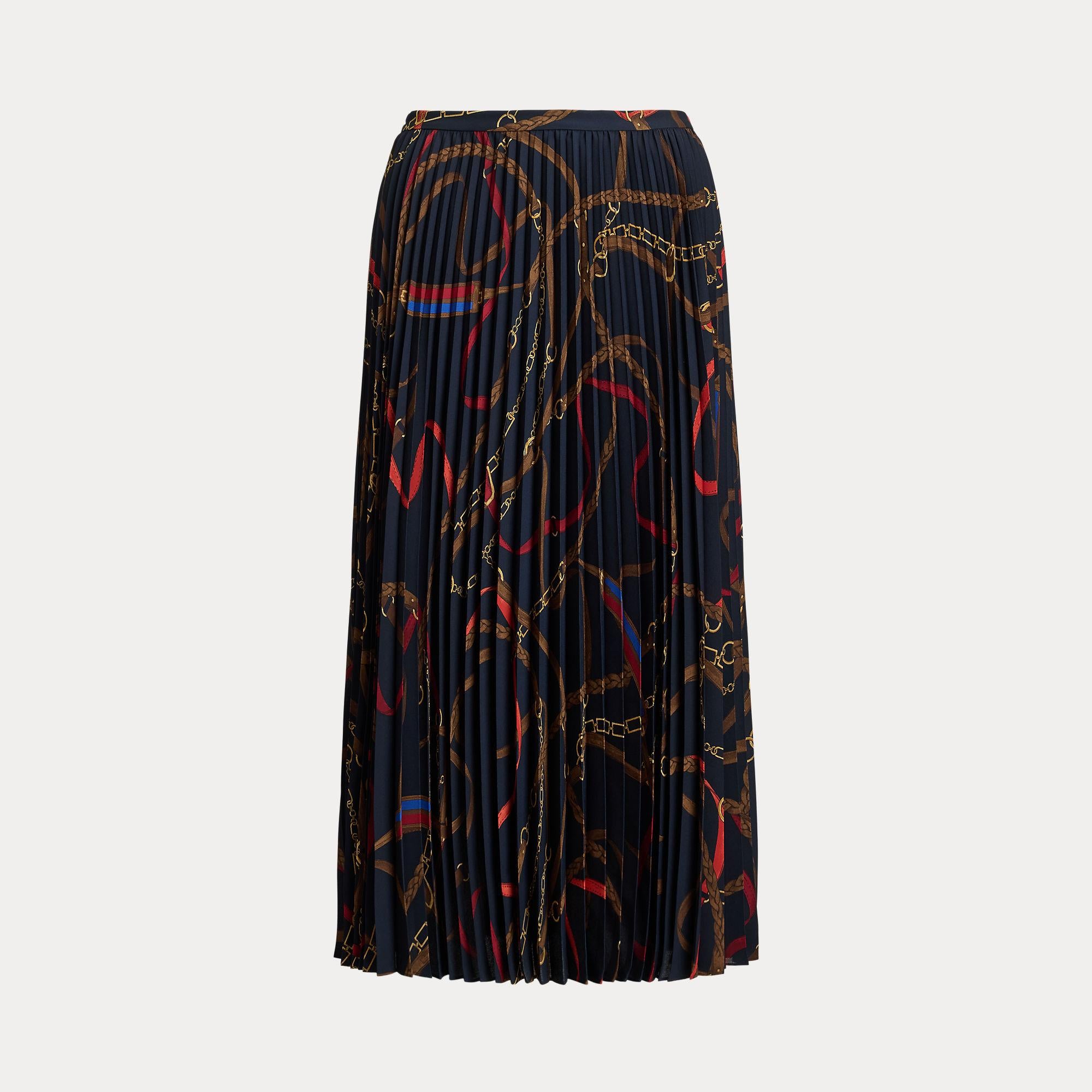 gonna plissettata con stampa cintura 200-P03550 001 LAUREN RALPH LAUREN 