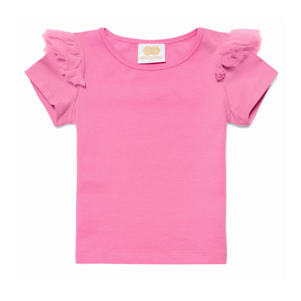 t-shirt con rouches rosa TSHIRTANGELSHORTBUBBLE BUBBLEGUM MANUFAKTURA FALBANEK 