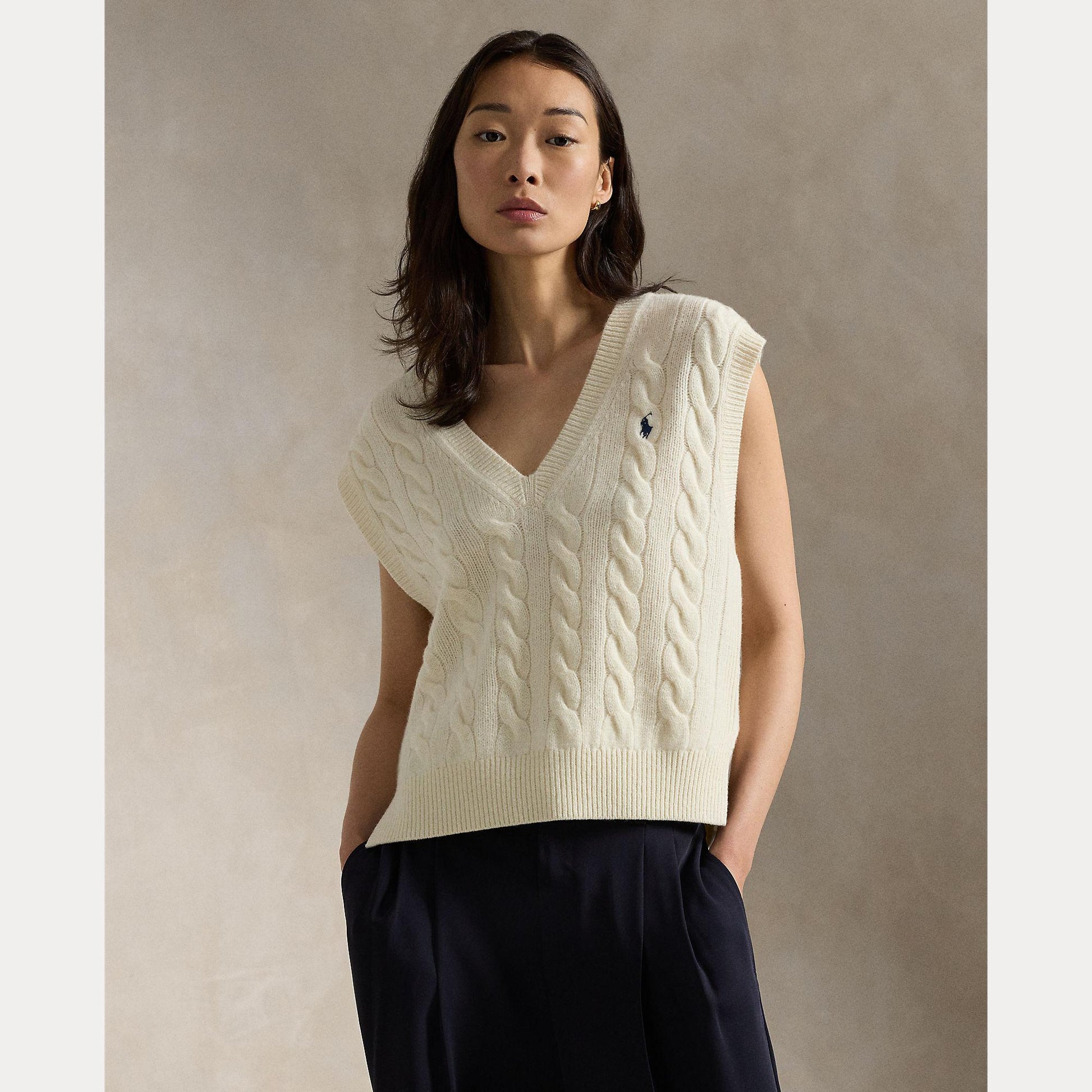 gilet in lana e cashmere a trecce 211-949994 002 RALPH LAUREN POLO 