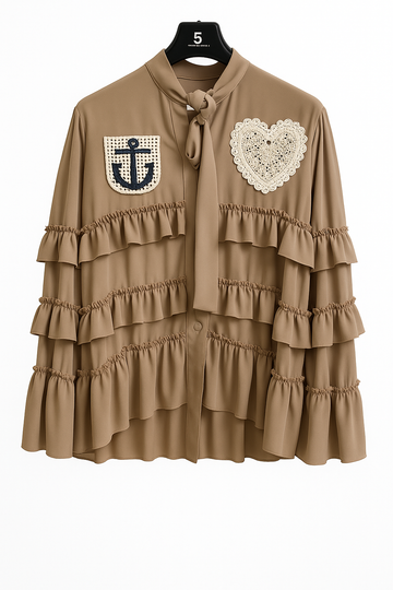 camicia con applicazioni 14005 BEIGE 5 PROGRESS 