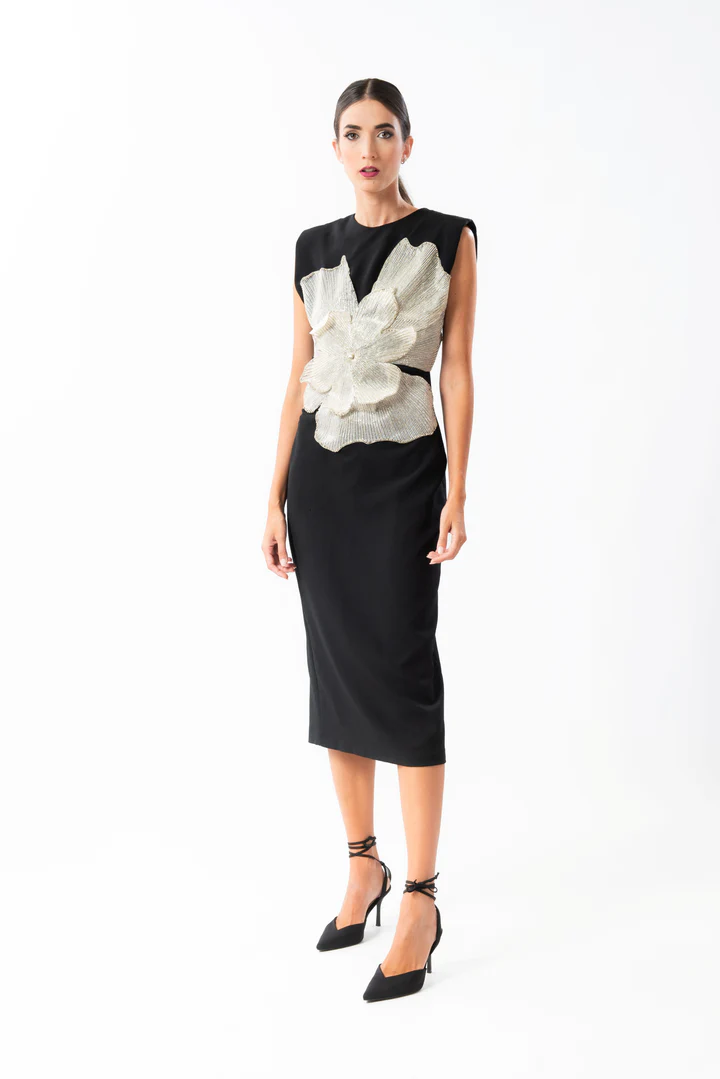 abito a tubino con applicazione LUX2536 BLACK MIRIAM STELLA 