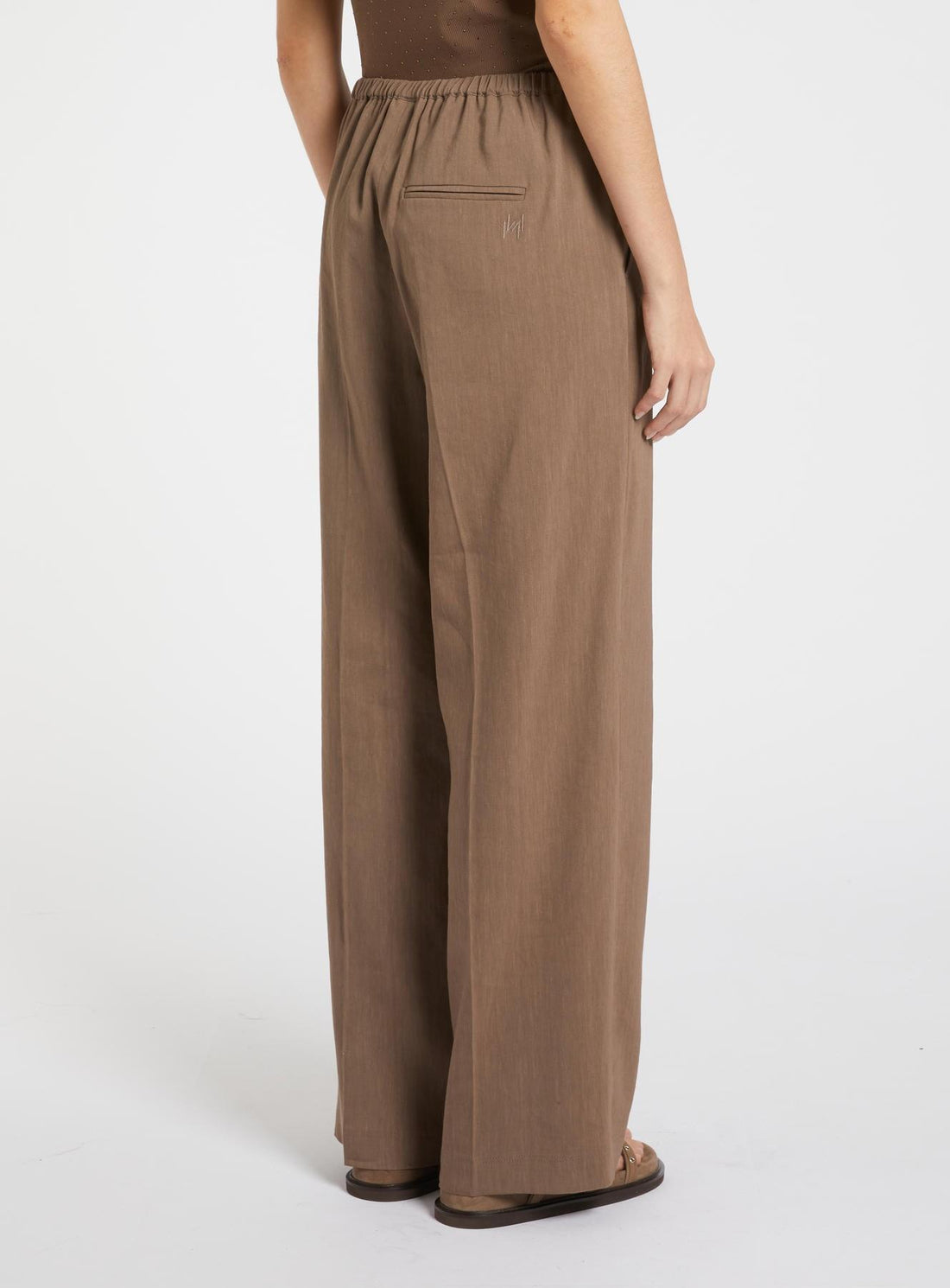 pantalone in lino MLMALLORO 001 MARella MONOCHROME 