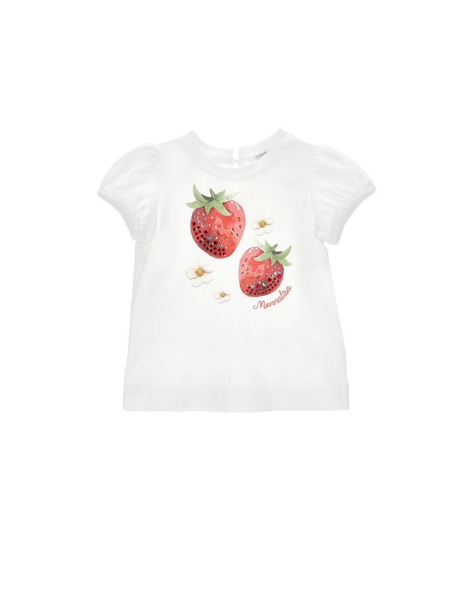t-shirt fragole 39G613 7002 0099 MONNALISA 