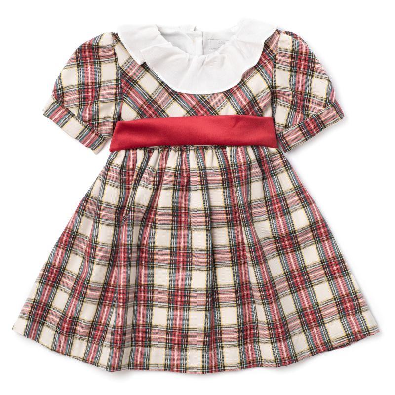 Abito in tartan con cinta C62914 TARTAN/PANNA ROSSO COCCODE' 